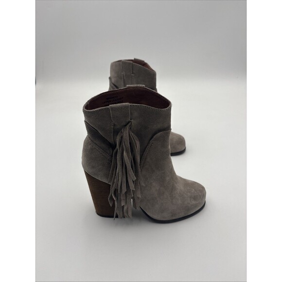 Jeffrey Campbell Havana Last Suede Leather Fringe Ankle Boots Western Taupe Sz 6 - Picture 1 of 5